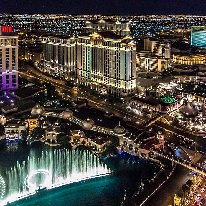 An aerial view of the Las Vegas strip.